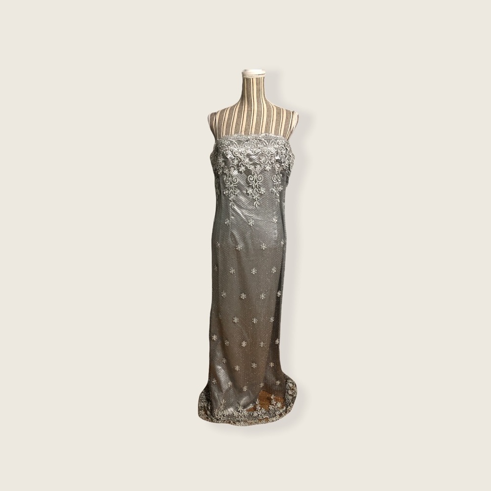 Aspeed Metallic lace overlay gown made in USA